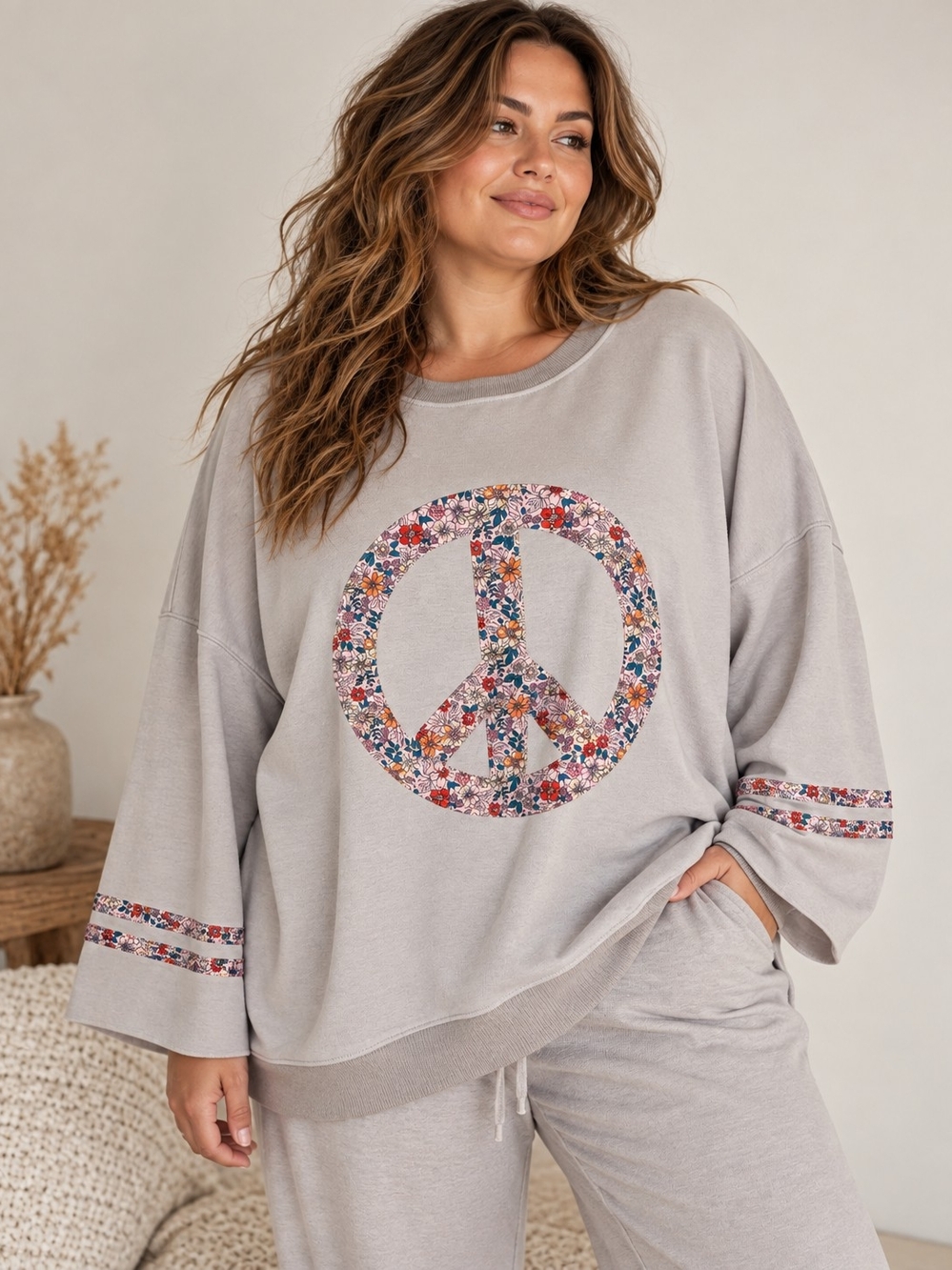 Boho Hippie Loungewear Pullover Top Plus Sz 2X Sweatshirt-style Relaxed Comfort